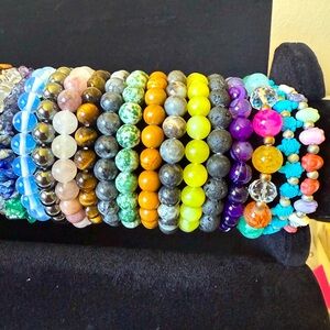 Natural Healing Crystal Gemstone Bracelets Round Beads